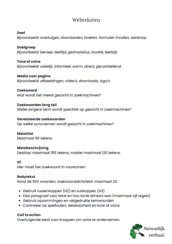 webteksten checklist