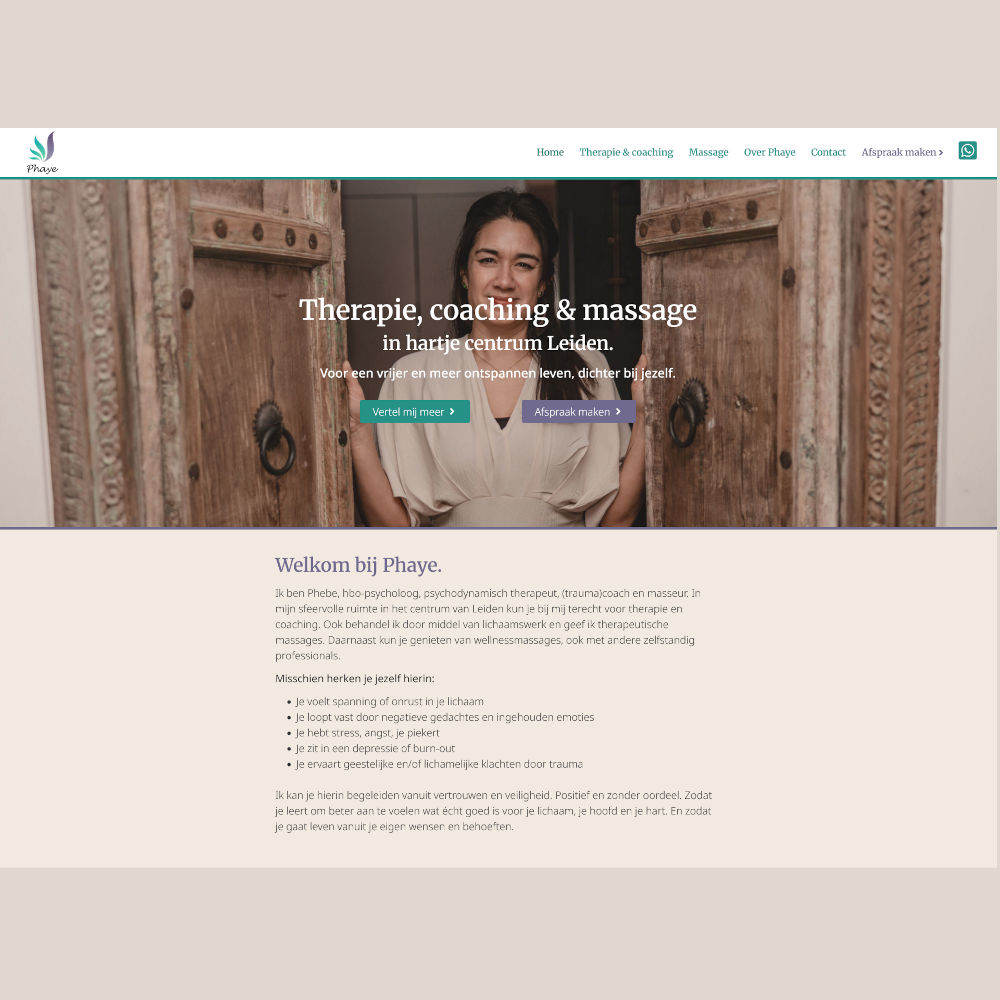 wordpress website voor phaye in leiden